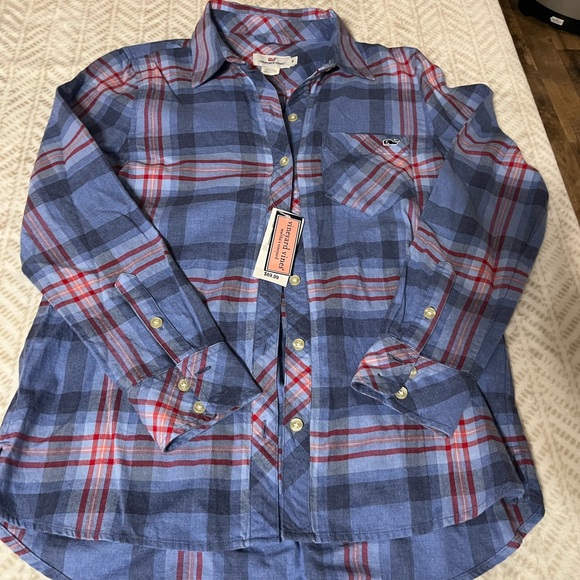 Vineyard Vines Tops - Vineyard Vines Blue and Red Plaid Shirt 0